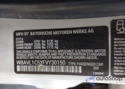 2015 BMW X1 xDrive28I from USA, damaged, VIN WBAVL1C5XFVY30150